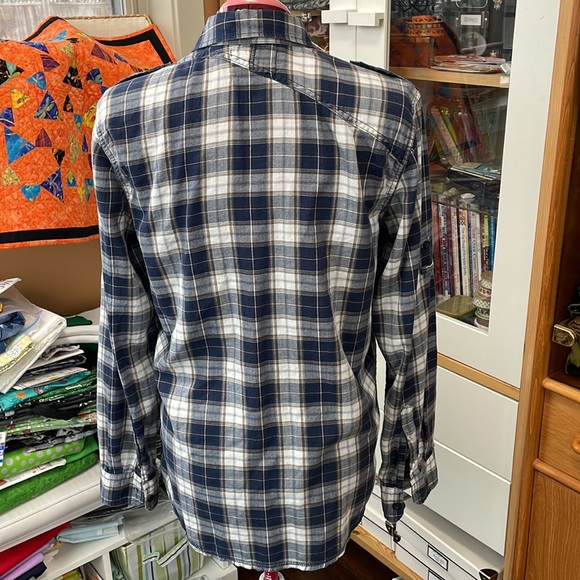 Blue and Brown Plaid Button Up - Picture 2 of 10